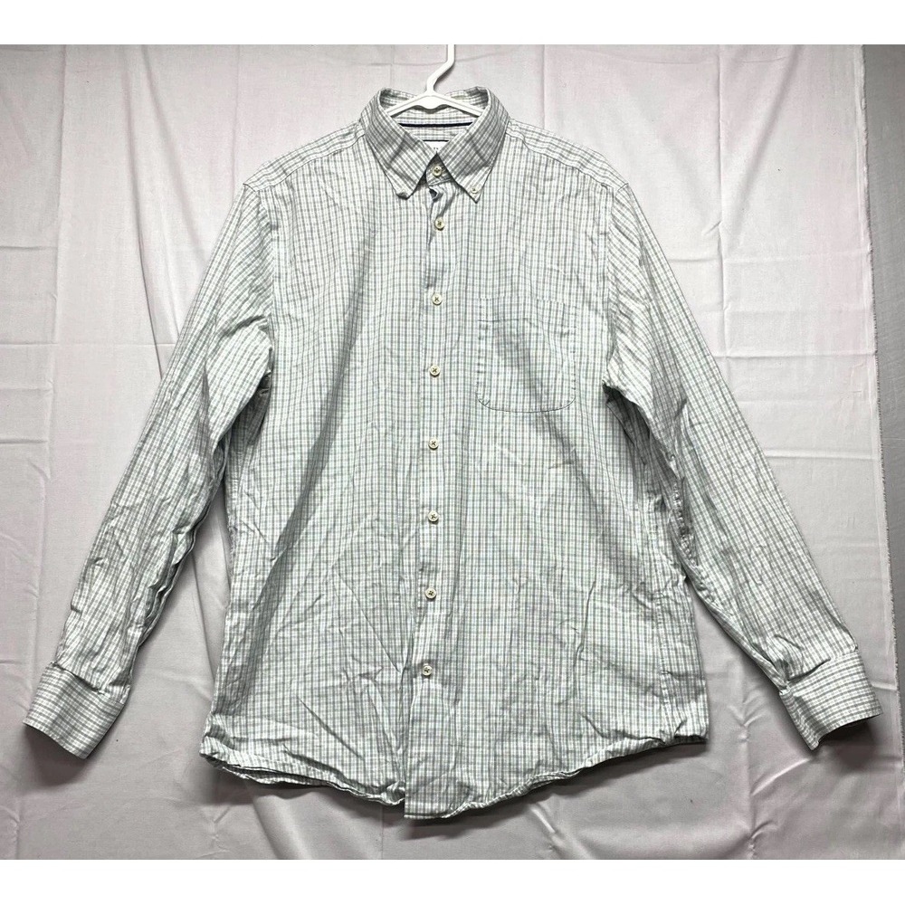 Charles Tyrwhitt Dress Shirt Mens 16.5-36 White Green Plaid Cotton Non Iron